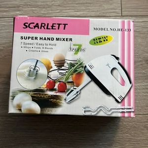 SCARLETT Model HE-133 SUPER Hand Mixer 7 Speed Batter Mixer, White